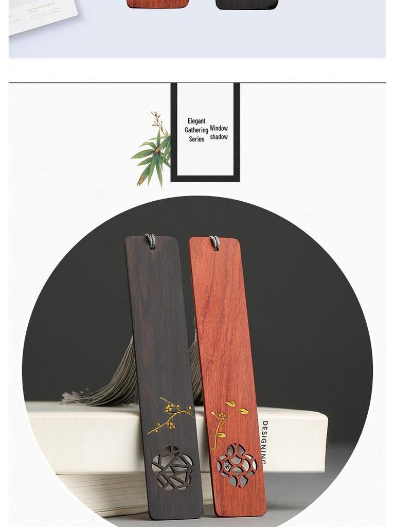 Rosewood Hollow Design Bookmark In Gift Box - Chinese Style Wooden Crafts Festival Gift