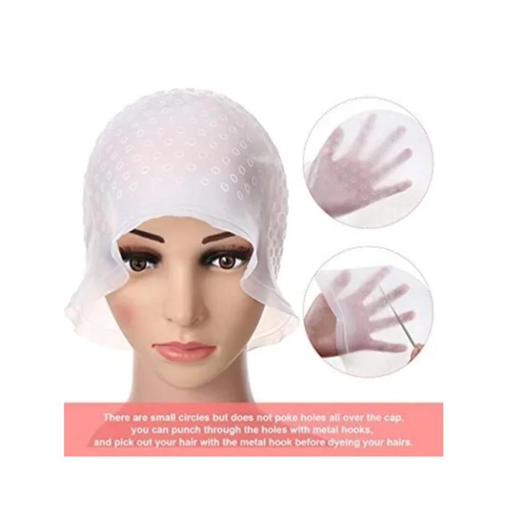 

White Silicone Highlighting Cap Reusable Hairdressing Styling Tool Punched Highlight Cap Salon Use