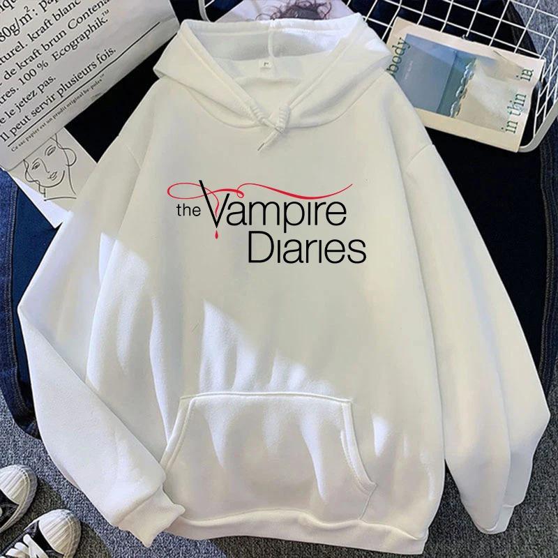 2026 Spring New Vampire Diaries Letter Print Hooded Sweatshirt for Men & Women - Long Sleeve Casual Jacket