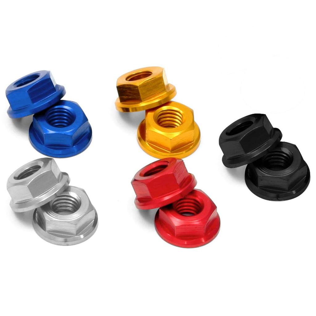 DRC Aluminum Flange Nut M6 4 Pieces Red Dirt Freak