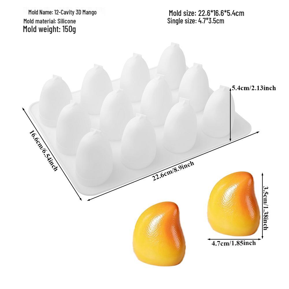 Moldes de Silicona para Mousse de Fruta 3D: Pera, Manzana, Piña, Melocotón, Durian, Frambuesa.