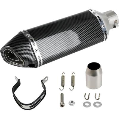Exhaust Muffler Carbon Fiber 1.52 Inlet with Removable DB Killer for Street and Sport Motorcycles and Scooters Featuring 3851mm