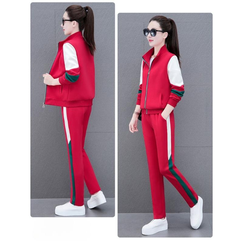 Fashion Colorblock Open Cardigan Women Two Piece Sport Set Slim Fit Long Sleeve Casual Activewear Korean Style Workout Suit