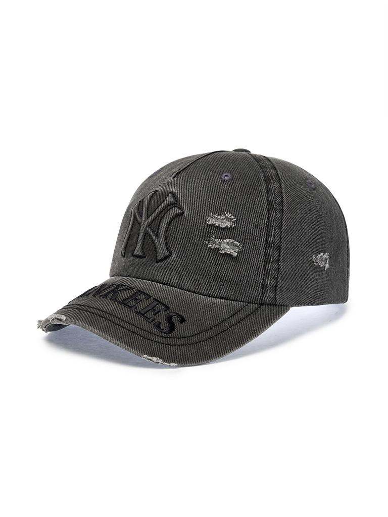 Emelbi Vintage Prägung Beschädigt Unstrukturiert Baseballkappe Ny (Kohlengrau)