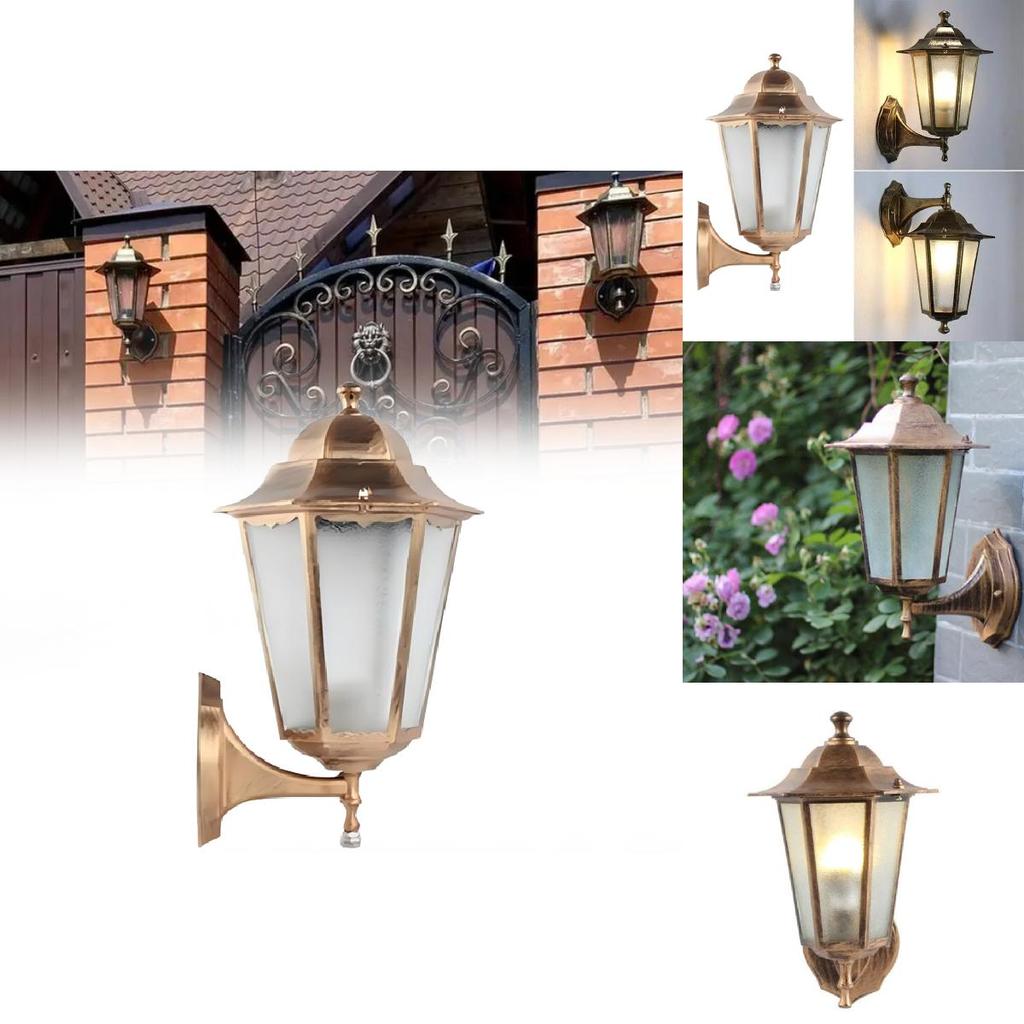 Retro Outdoor Hexagonal Wall Lamp With Copper Finish And Waterproof Led Technology