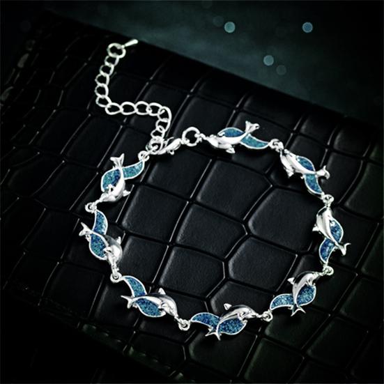Bracelet Dolphin Charm Jewelry Gift Alloy Women Fashion Dolphin Chain Bracelet for Banquet Party