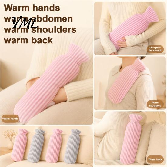 Hot Compress Bag 500/1000ML Long Water Bottle with Plush Cover, Leak-Proof Reusable Bag, Menstrual Cramp Pain Relief Warmer 1000ML