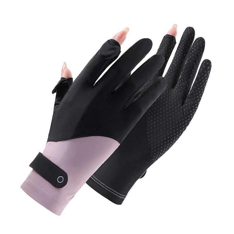 UV Protection Driving Gloves Women Lightweight Ice Silk Long Finger Anti-Slip Touchscreen Compatible Outdoor Cycling