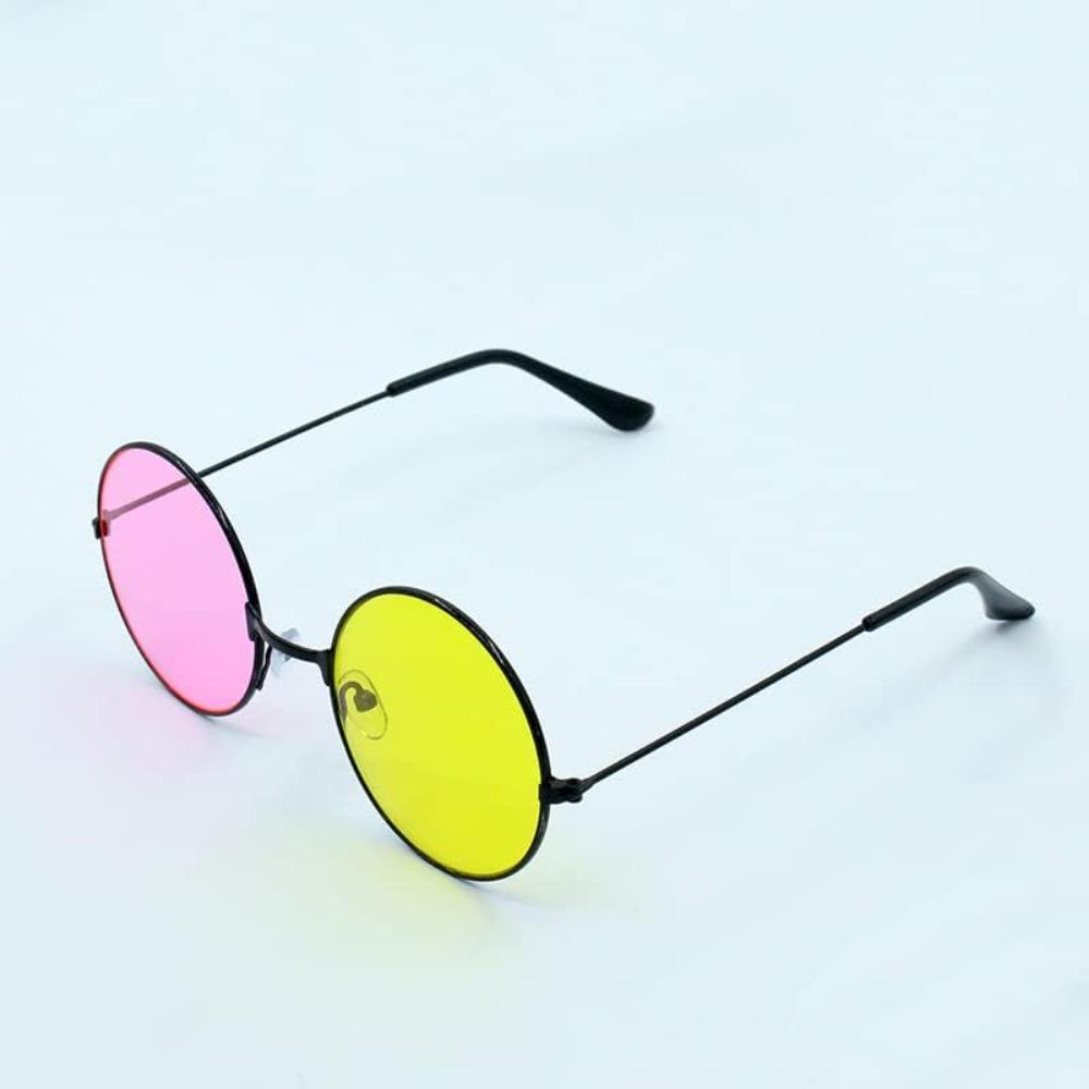 Spamton Deltarune Cosplay Glasses, Anime Boss Plush Yellow Pink Mixed Color Round Frame Sunglasses Cos Prop Halloween