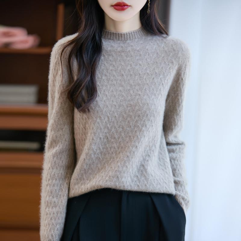 Women's Cashmere Sweater Qinghe Cashmere 30% Cashmere 70% Wool Autumn and Winter Pullover Warm and Fashionable