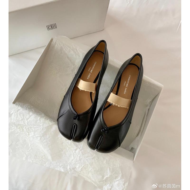 Shoes Lambskin Split-toed Flat Bottom Mary Jane Pig's Trotter Single Shoes Women's Half Slippers Summer