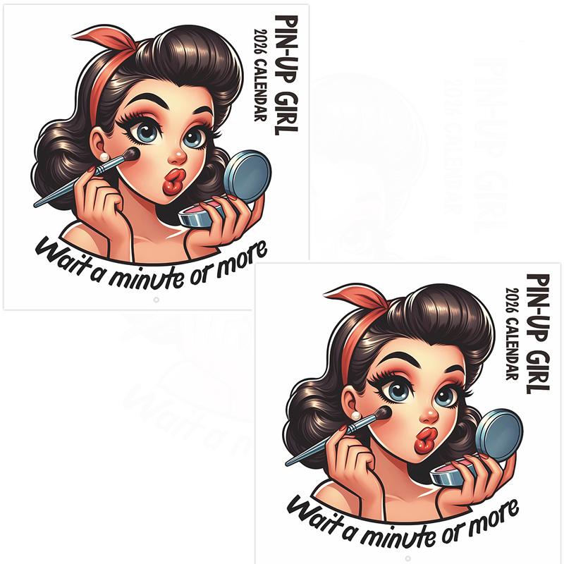 2026 Wall Calendar Enthusiastic Fuuny Pin-up Girl 12month Schedule Organizer Daily Weekly Agenda Planner Home Office Decor