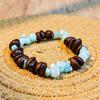 1pc Bohemian Natural Stone Bead Bracelet with Coffee Bean & Sea Salt Handmade Beaded Suitable for Women, Arabesque Style, Natural Materials