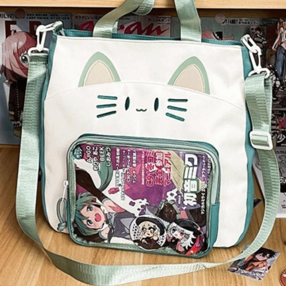 Idol Merchandise Storage Transparent Pocket Zipper Bag Fashion Backpacks Kawaii Cat Itabag  Outdoor