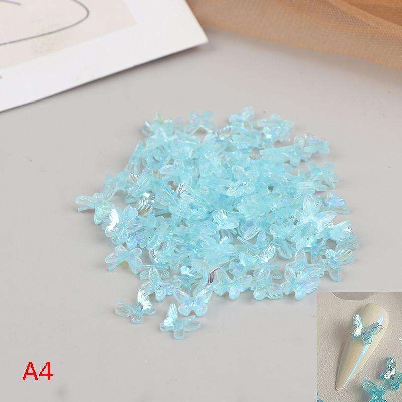20 szt. Aurora Brokatowe Kolorowe Motyle Ozdoby do Paznokci DIY Żywica Naklejki Manicure