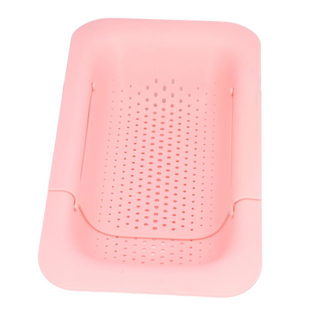 Abtropfsieb Korb Teleskopisches Design Rutschfest Rostbeständig Abgießer Küchenzubehör Rosa