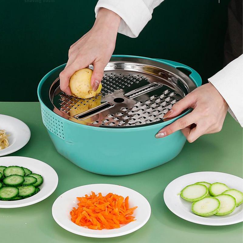 Rice Strainer Bowl Colander Basin For Cleaning Fruits Large Capacity Colander With Stainless Steel Grater For Washing Vegetables