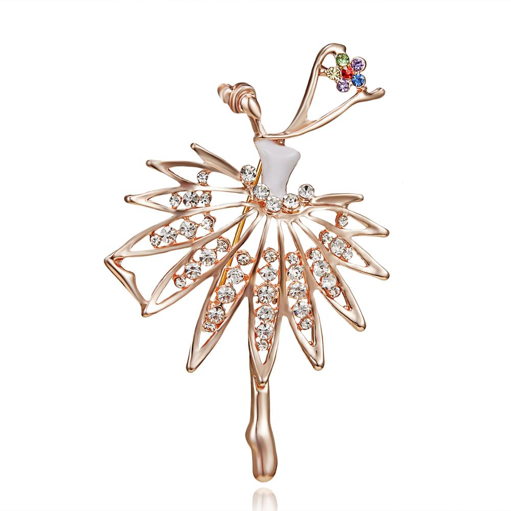 Rinhoo New Fashion Temperament Dance Girl Ballet Girls Cartoon Shining Crystal Brooches Women Collar Pins Bride Wedding Jewelry