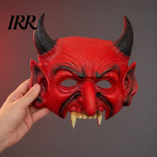 Halloween Devil Masque Demon Foam Masque, Red Scary Half Face Creepy Party Prop for Cosplay, Costume, Masquerade Accessories Dark Atmosphere Decor
