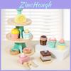 Childrens Wooden Play Kitchen Toy With Threetier Dessert Stand For Creative Imaginative Play