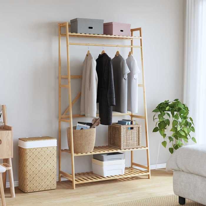 VidaXL Clothes Rack with Shelves 110x40x180 Cm Bamboo, Coat Rack, Coat Rack with Shelf, Clothes Rack In 4008925