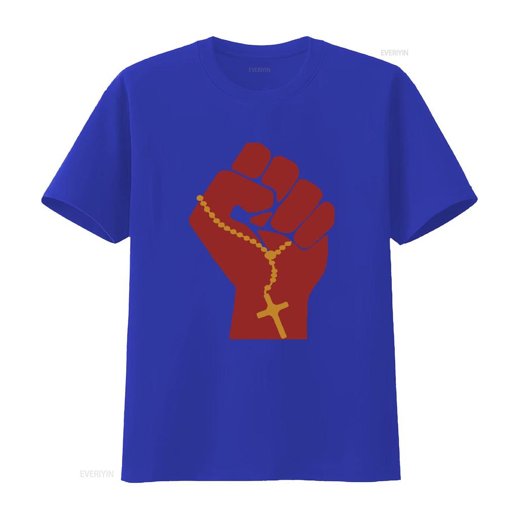 Liberation Theology Raised Fist Radical Christianity Christian Protest Social Justice Leftism Socialism T Shirt vintage Washed