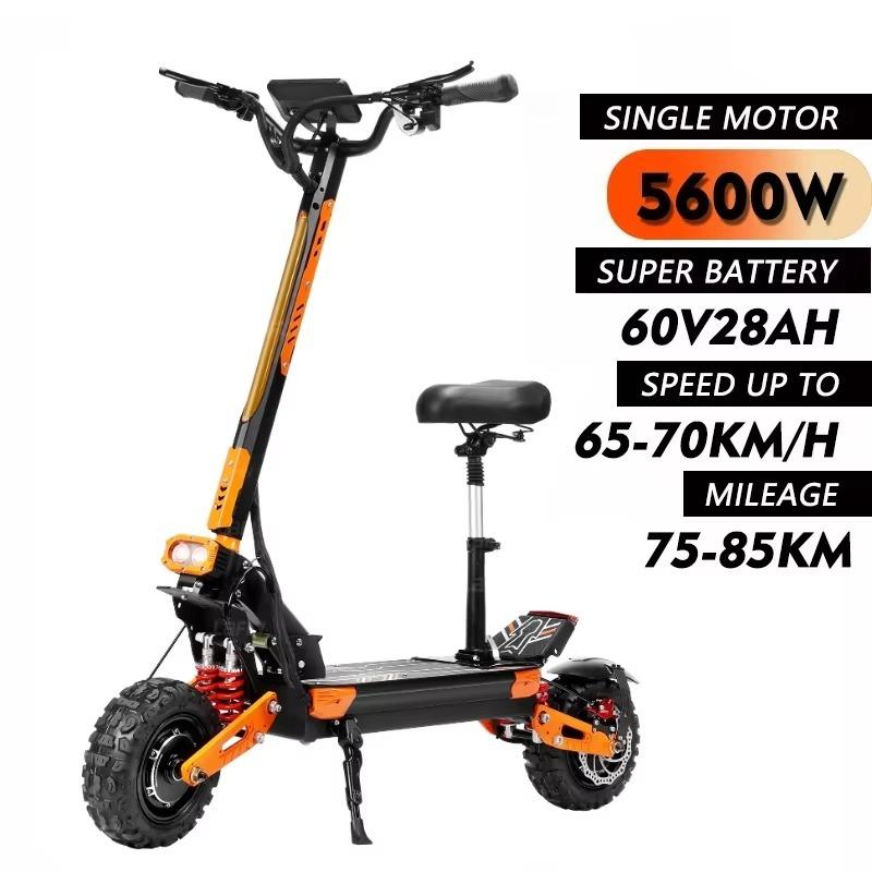Z36 eKoloběžky 5600W Dva Motory 60V28AH Se Směrovými Světly Elektrická Koloběžka Hydraulická Brzda 11'' Bezdušové Terénní Pneumatiky eKoloběžka