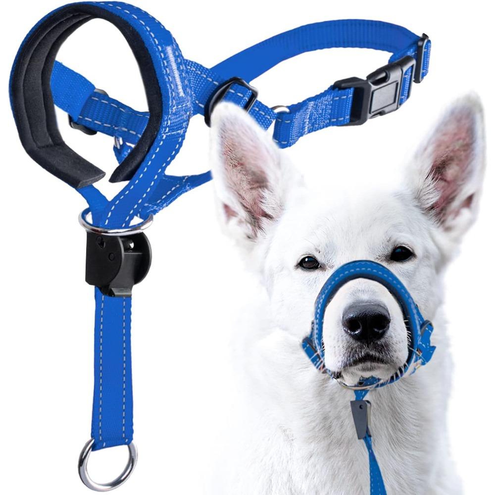 Dog Head Halter with Safety Strap-Stops Heavy Pulling on The Leash-Padded Headcollar for All Dog Sizes - Head Collar Training