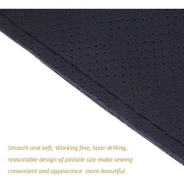 Onerbuy Universal Leather Car Steering Wheel Stitch On Wrap Cover DIY Sewing Breathable And Anti Slip, Maximum For 15-Inch Diameter Car Steering
