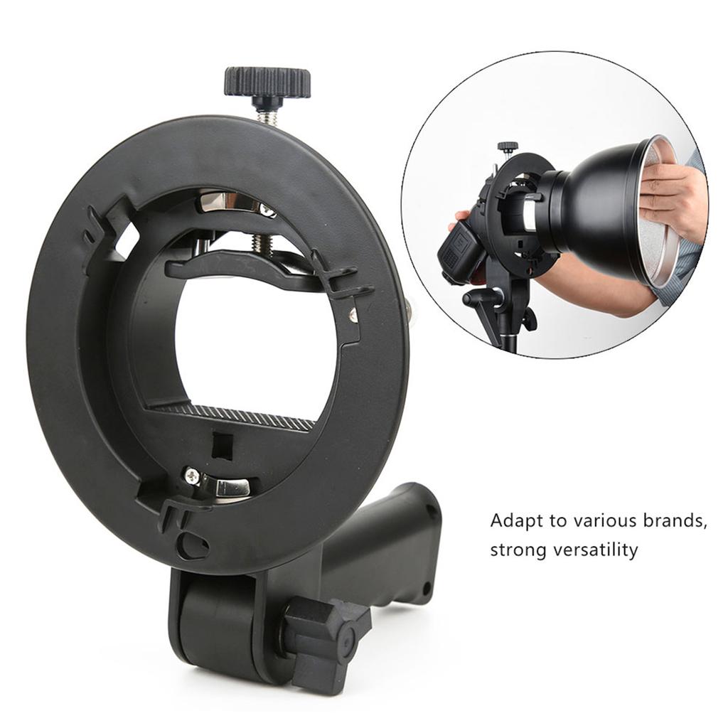 Handheld Hand Grip S Shape Bracket Accessory for Bowens Mount Camera Top Flashlight Black