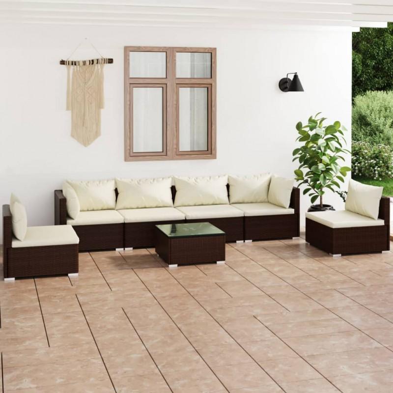 Day and Night - Day and Night 7-piece Garden Furniture Set and Brown Synthetic Rattan Cushions