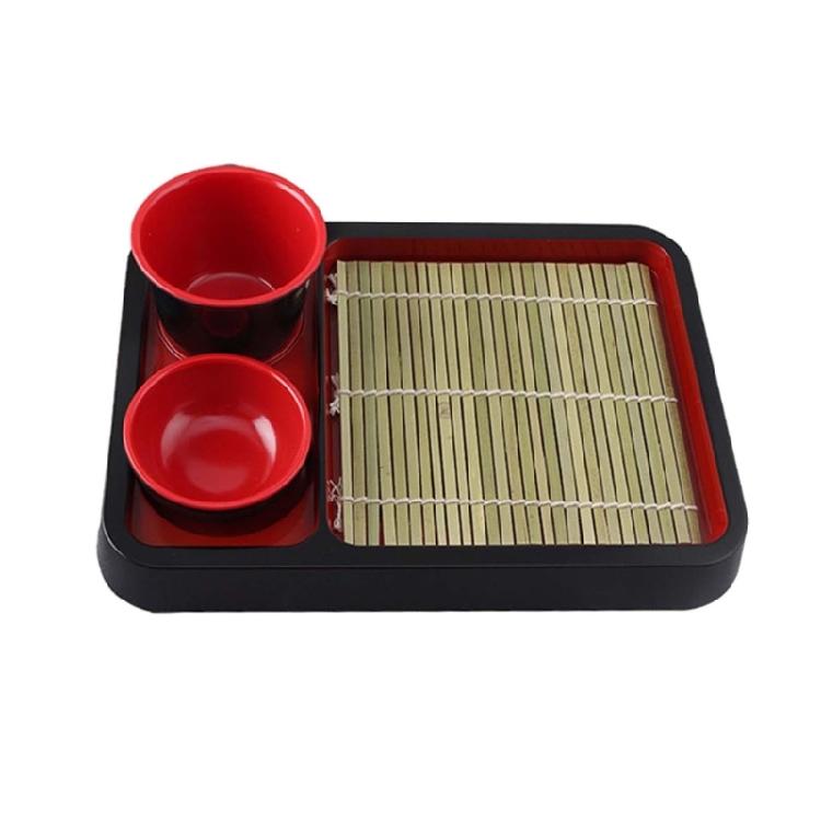Multipurpose Soba Noodles Plate Sashimi Platter with Bamboos Mat Food Snacks Dishes Serving Platters Easy To Clean