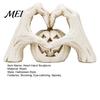 Halloween Gift for Collectors Gothic Skeleton Heart Hand Sculpture, Spooky Resin Abstract Pumpkin Statue, Vintage Yellowed Paint Statue Shape