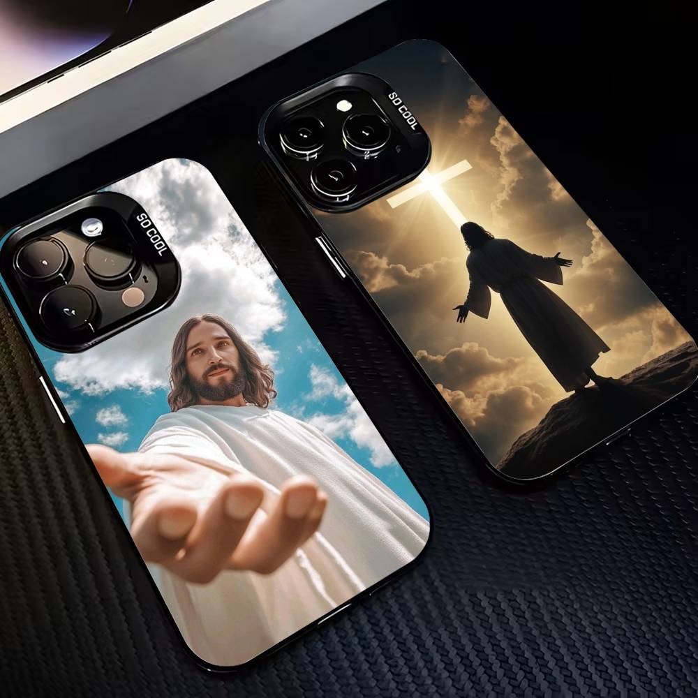 Holy J-Jesus C-Christ JC Phone Case For iPhone 17,16,15,14,13,12,11 Plus,Pro Max,XS,Colored Silver Plated Inside Cover