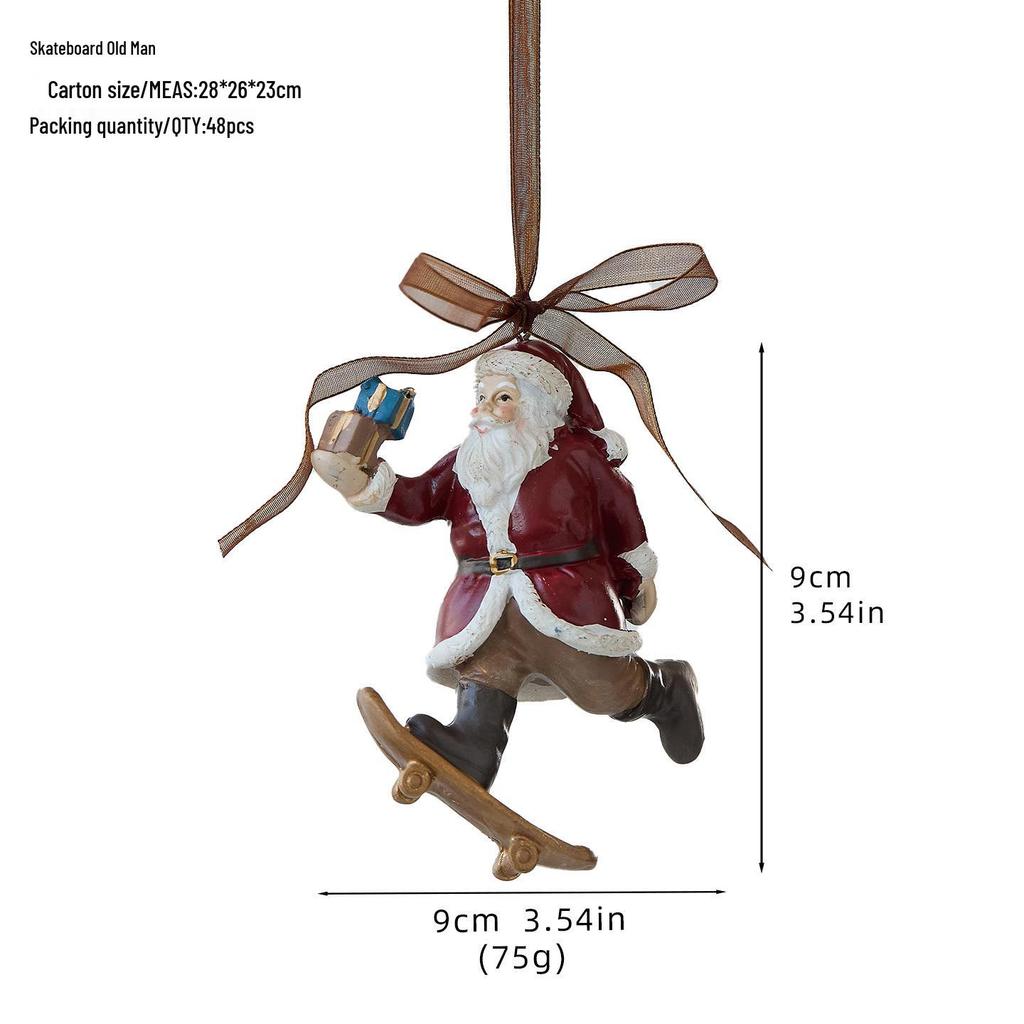 Luxury 3D Retro Resin Christmas Tree Ornaments: Old Man Bell Pendant with Gift Bag