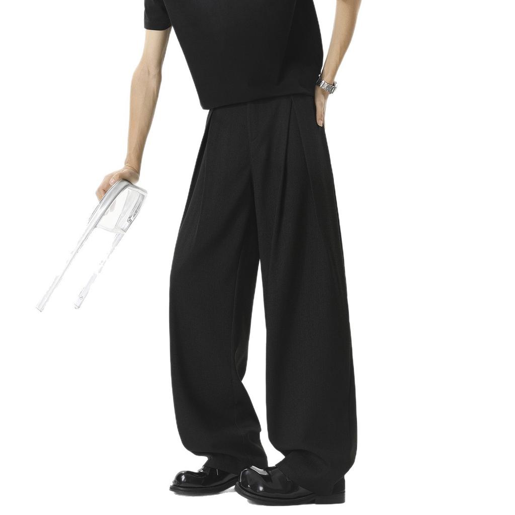 A-word Pants High-grade Pleated Trousers Men's and Women's Spring and Summer Cleanfit Drape Wide-leg Pants Loose Casual Pants