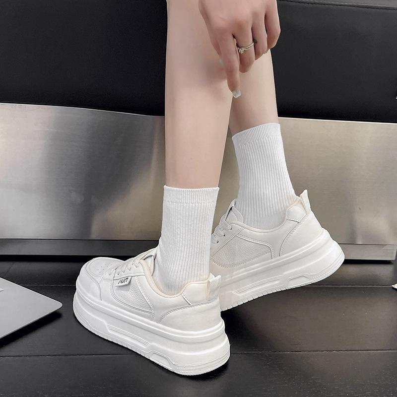Mesh Shoes Women's Breathable Mesh Leather Platform White Shoes Summer New Single Mesh Sports Board Shoes Women