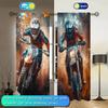 Artistic Panels Motorcycle Rider Printed Curtain Home Decoration Curtains All Season Decorative Polyester
