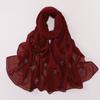 Pearl Chiffon Starry Bow Rhinestone Long Scarf Muslim Women Headscarf