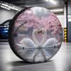 1pc, Trendy Tire Covers Featuring Pink Cherry Blossoms, Made From Machine Washable Fabric, Suitable For Picnic Use In Mall Parki