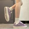 Guochao Mashed Taro Purple Light and Breathable Letter Sole Bread Shoes Women's Board Shoes Thousand Bird Grid Casual Shoes