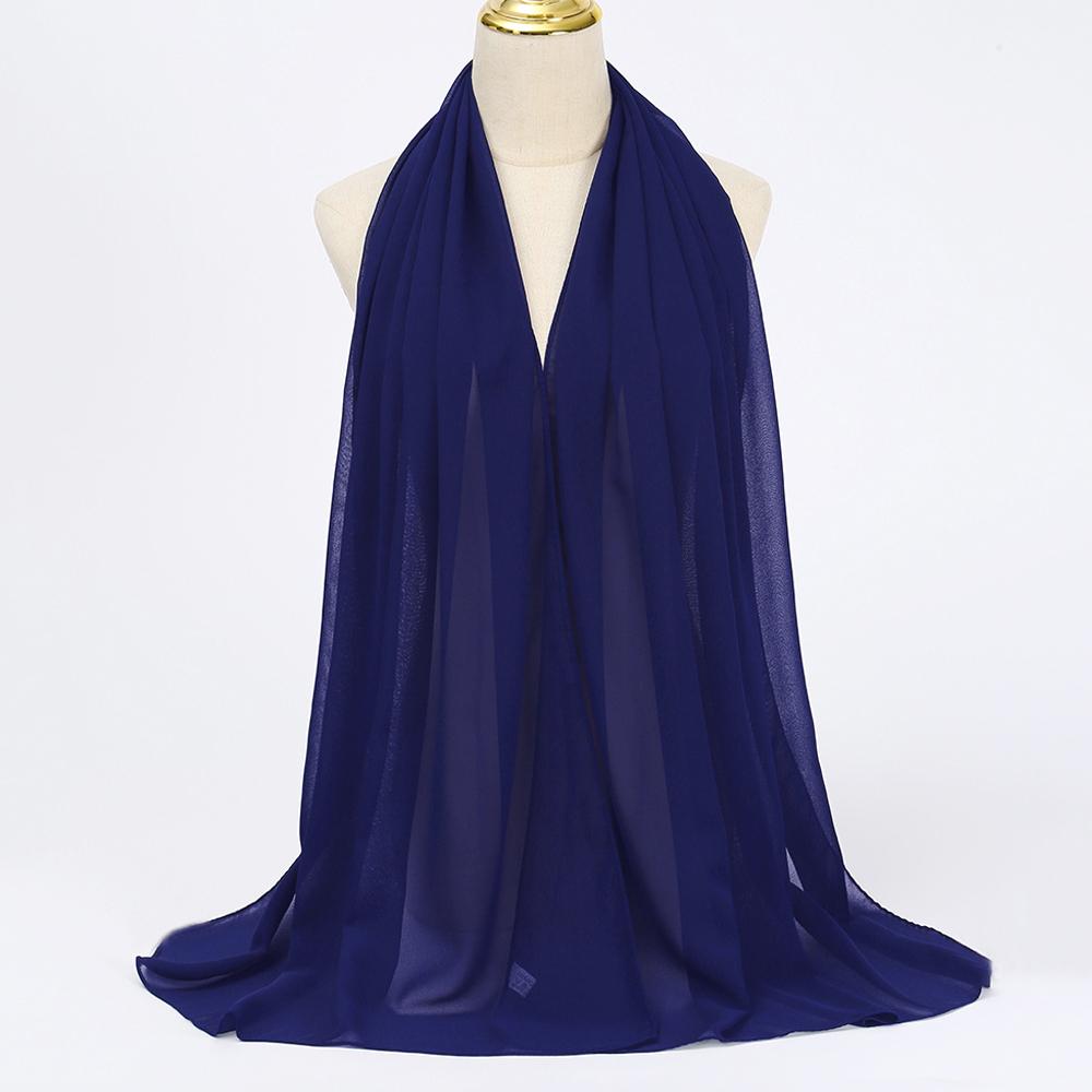 Muzułmańska Chiffonowa Szal Hijab Kobiety Długi Jednolity Kolor Nakrycie Głowy Dla Kobiet Hidżaby Szaliki Panie Muzułmańska Woalka Hidżaby z Jerseyu