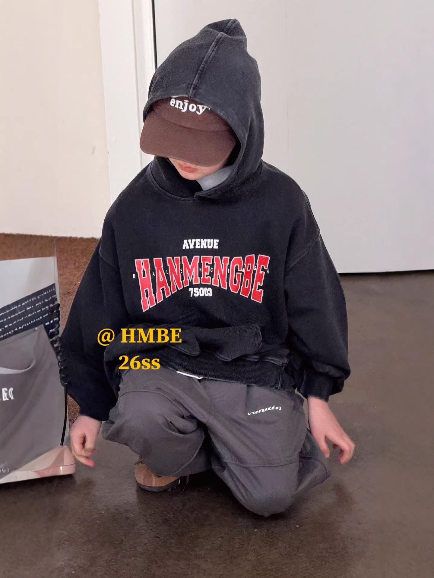 2026 Boys Korean Style Letter Print Hoodie Set - Spring/Autumn Thin Design for Big Kids 130 cm