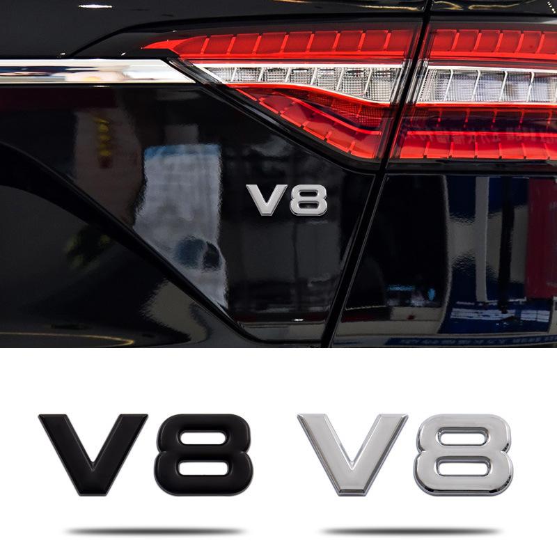 3D Metal V6 V8 Car Emblem for Modification - Large Displacement Rear Label Sticker