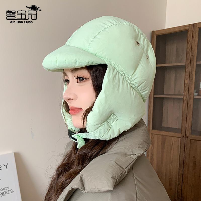 Winter Versatile Hat Women's Windproof Ear Protection Show Face Small Pullover Hat Outdoor Cycling Skiing Cold and Warm