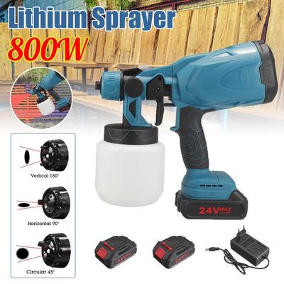 800W 24V Cordless Electric Paint Spray Guns Portable Airless Car Fence Wall Floor Paint Spraying Tool With 2 Battery