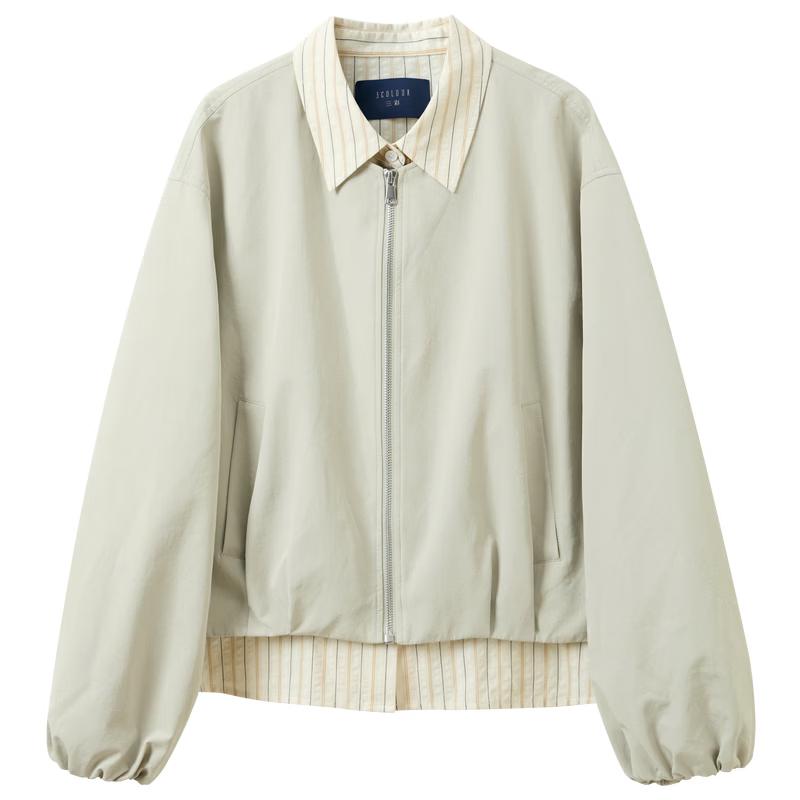 SanCai 2026 Spring Retro Loose Fit Faux Two-Piece Lapel Jacket