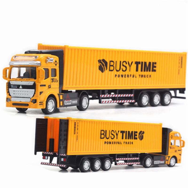 Alloy Big Truck Toy Car: Children's Model Trailer & Container Set