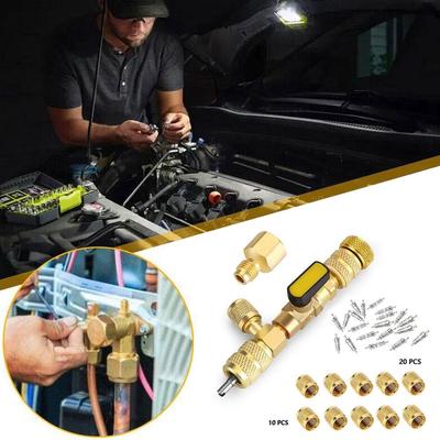 Zestaw do montażu i demontażu rdzeni zaworów z portami podwójnego rozmiaru 1/4" i 5/16", narzędzie do zaworów Schrader do R22 R410a R134A R12 R32 Refriger V4H2
