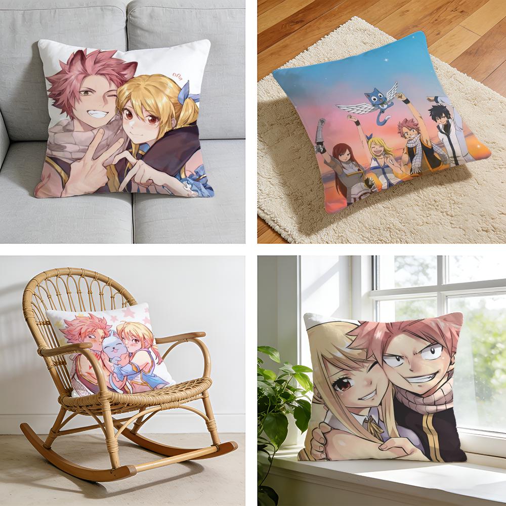 Vintage Anime FFairy Tail Classic Cushion Cover Short plush pillowcase for bed sofa carwashable